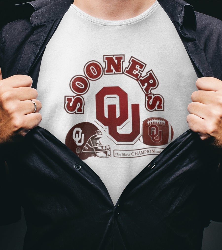 Oklahoma Sooners OU Helmet Football Play Like A Champion Today T-Shirt