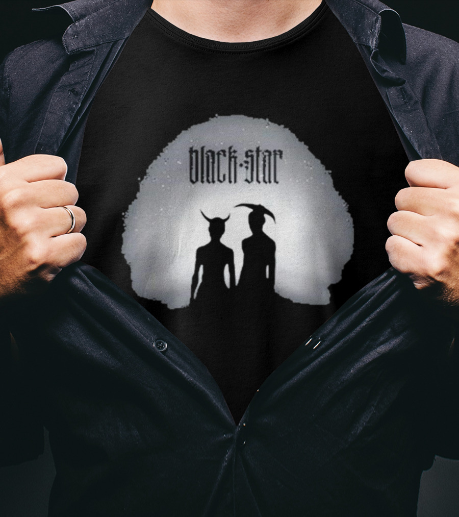 Black Star Two Dark Figures With Horns T-Shirt