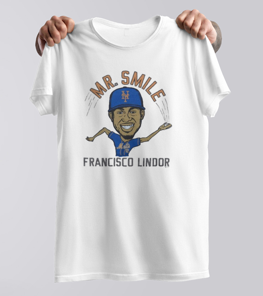 Mr. Smile New York Mets Francisco Lindor Caricature T-Shirt