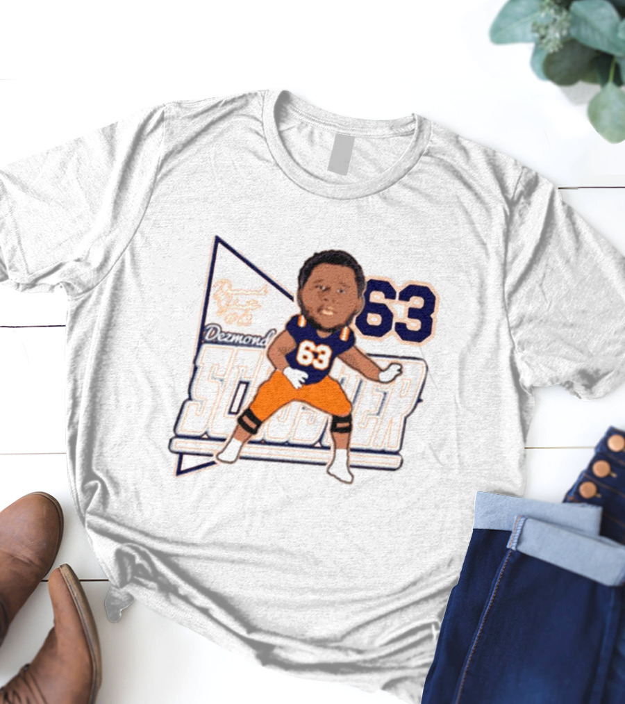 Dezmond Schuster #63 Illinois Fighting Illini Football Caricature Autograph T-Shirt