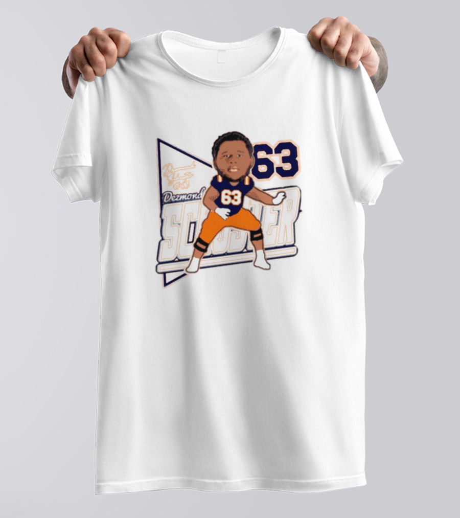 Dezmond Schuster #63 Illinois Fighting Illini Football Caricature Autograph T-Shirt