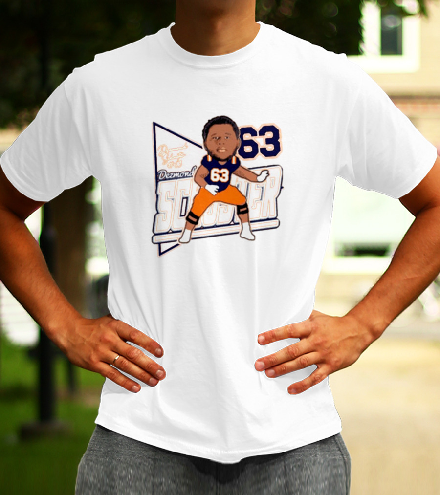 Dezmond Schuster #63 Illinois Fighting Illini Football Caricature Autograph T-Shirt