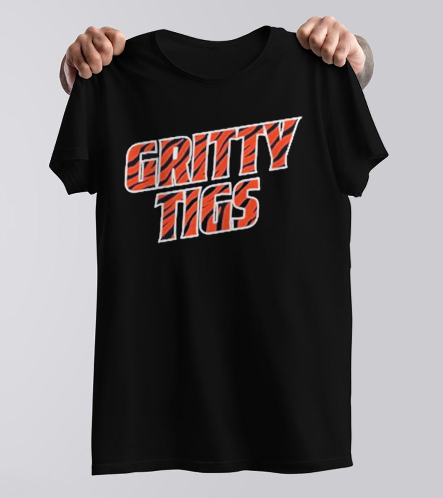 Gritty Tigs Detroit Tigers Baseball Tiger Stripe Text T-Shirt