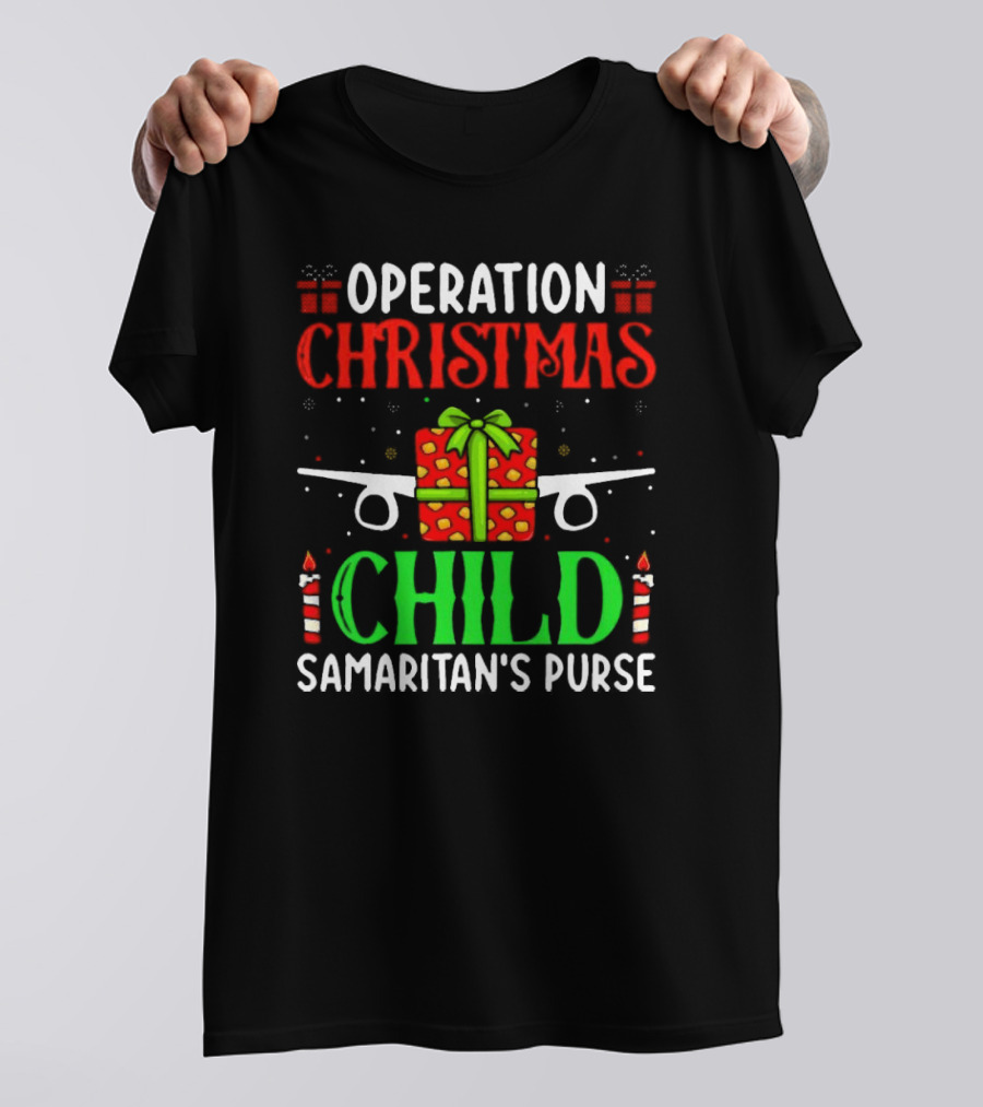 Operation Christmas Child Samaritan's Purse Airplane Gift Box Candles T-Shirt