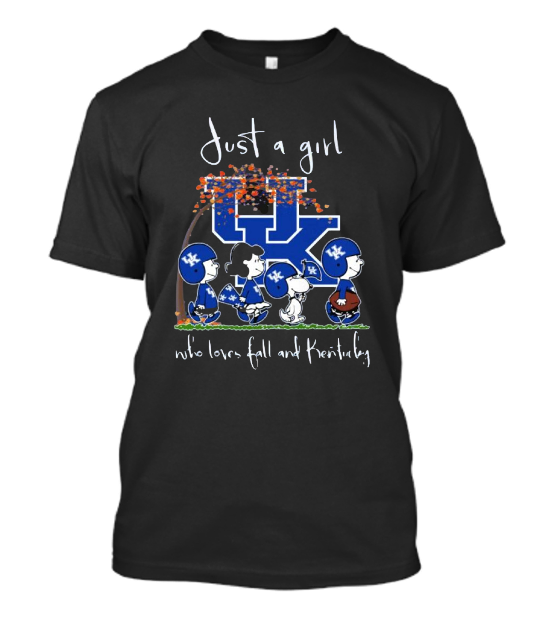 Just A Girl Who Loves Fall And Kentucky Wildcats Peanuts Characters T-Shirt