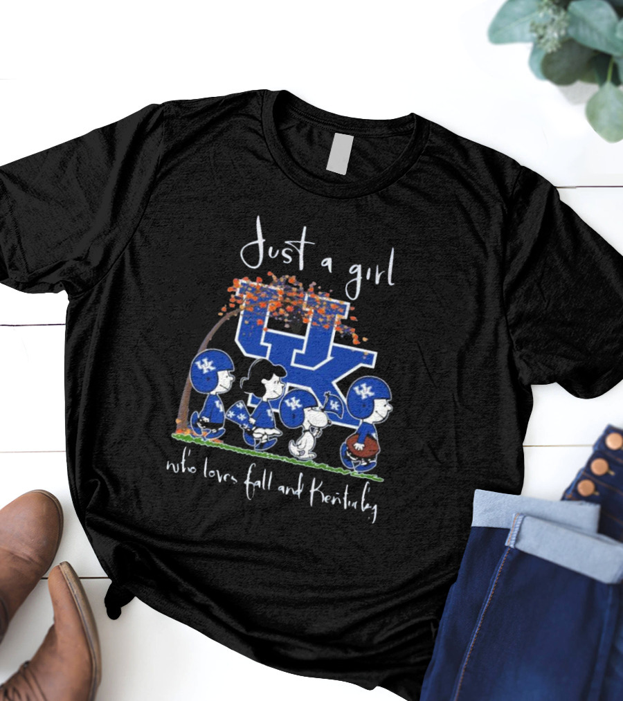 Just A Girl Who Loves Fall And Kentucky Wildcats Peanuts Characters T-Shirt