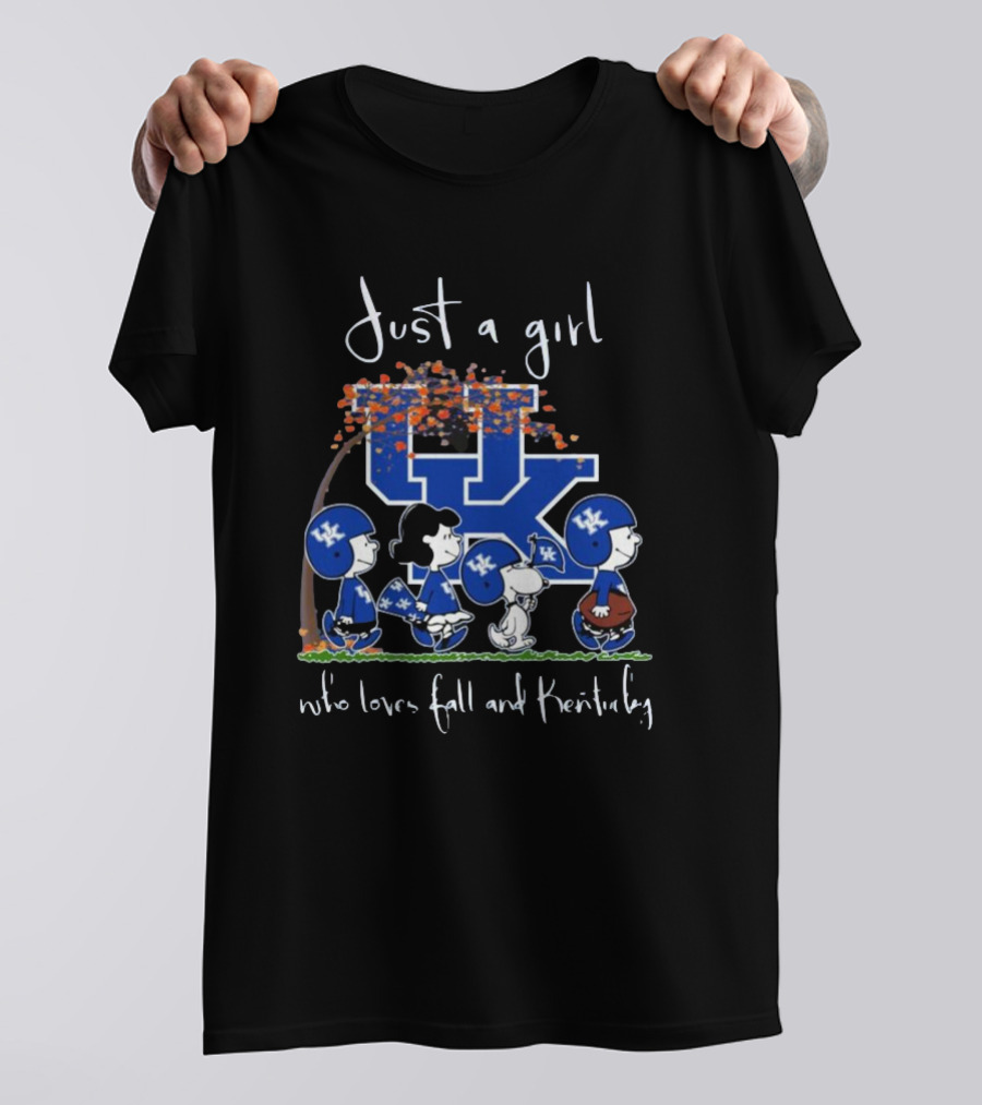 Just A Girl Who Loves Fall And Kentucky Wildcats Peanuts Characters T-Shirt