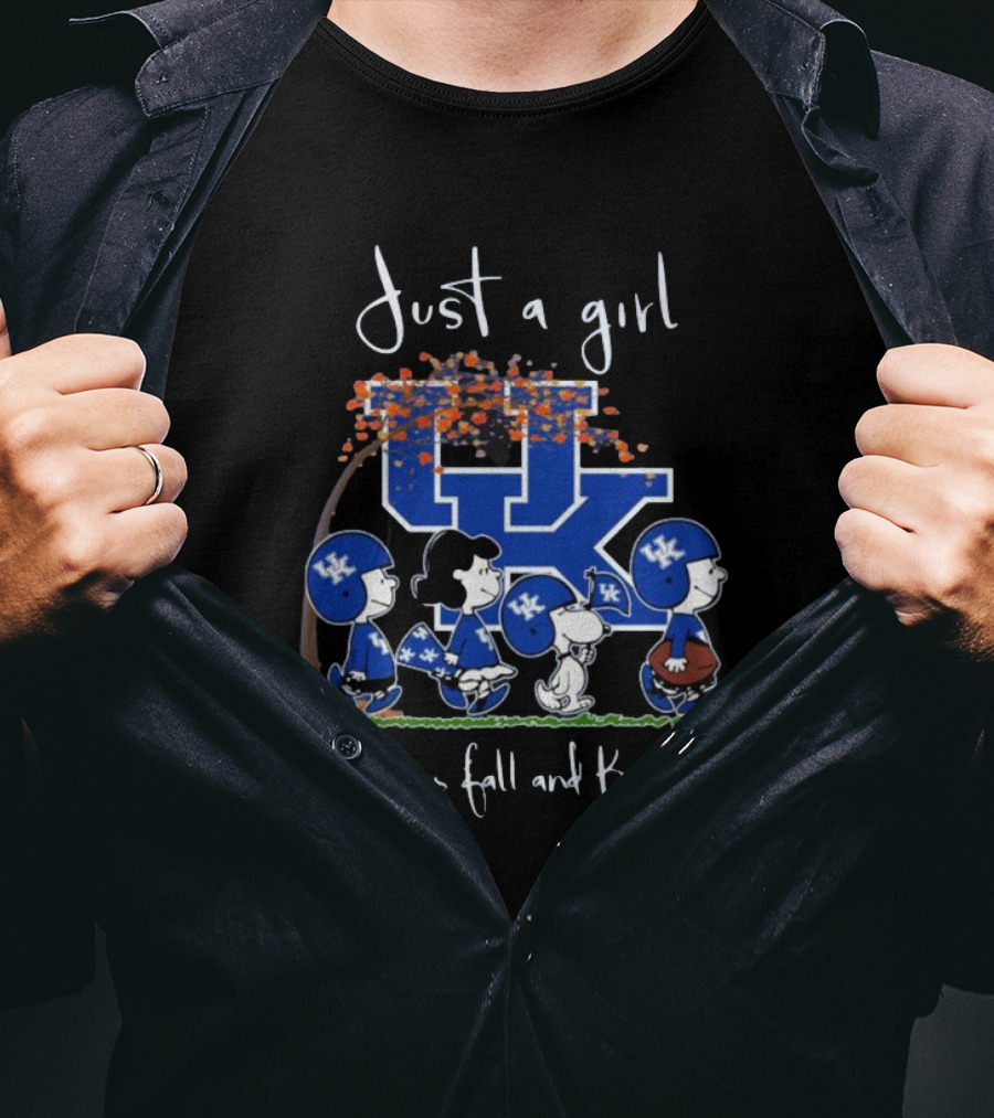 Just A Girl Who Loves Fall And Kentucky Wildcats Peanuts Characters T-Shirt
