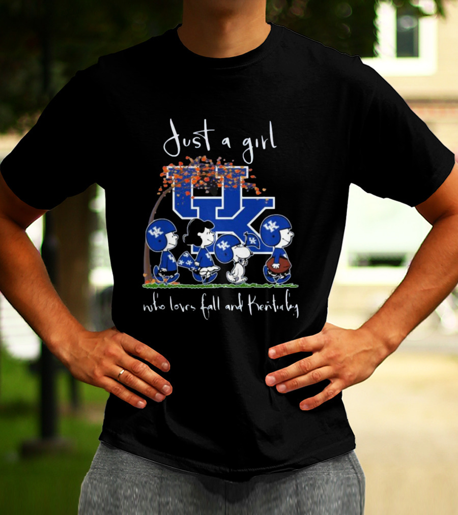 Just A Girl Who Loves Fall And Kentucky Wildcats Peanuts Characters T-Shirt