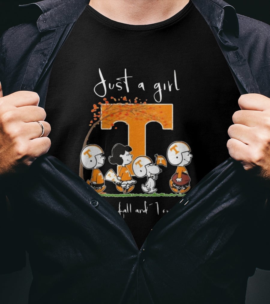 Peanuts Characters Just A Girl Who Loves Fall And Tennessee Vols T-Shirt