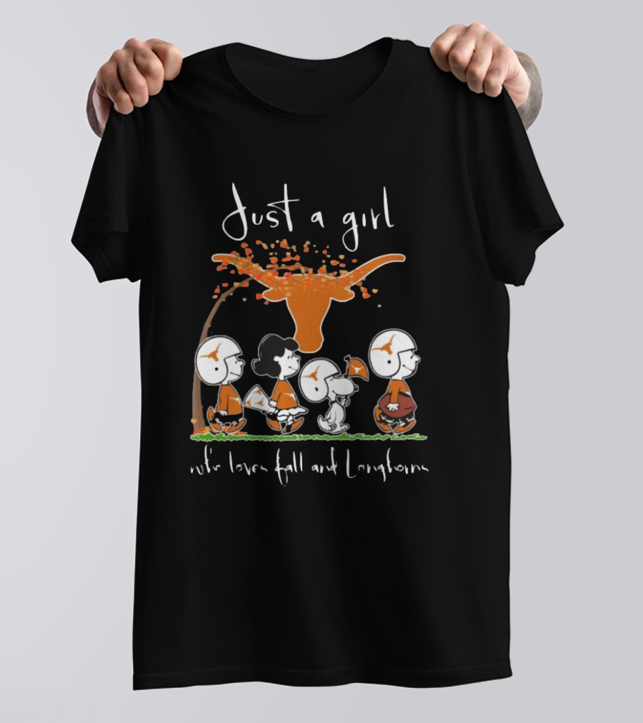 Peanuts Characters Just A Girl Who Loves Fall And Longhorns T-Shirt