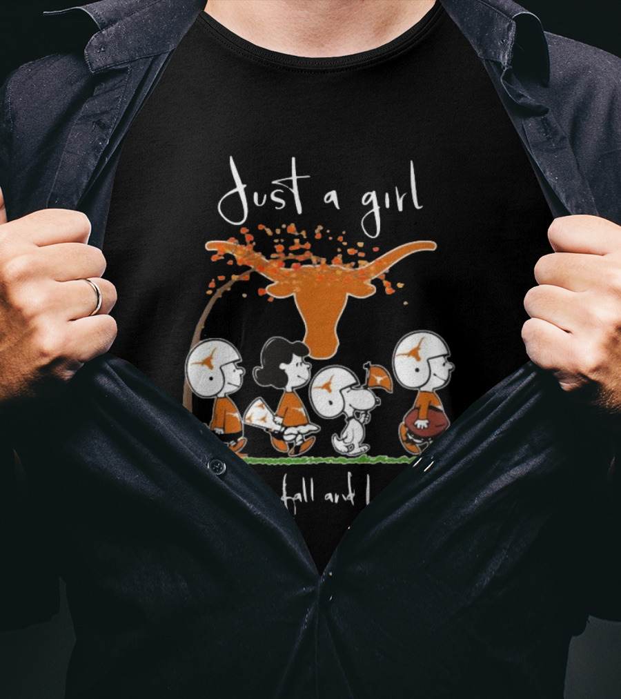 Peanuts Characters Just A Girl Who Loves Fall And Longhorns T-Shirt