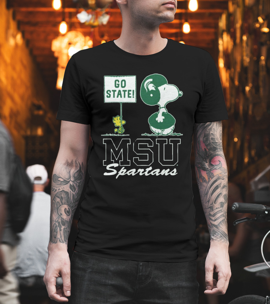 Peanuts Snoopy Woodstock MSU Spartans Go State T-Shirt