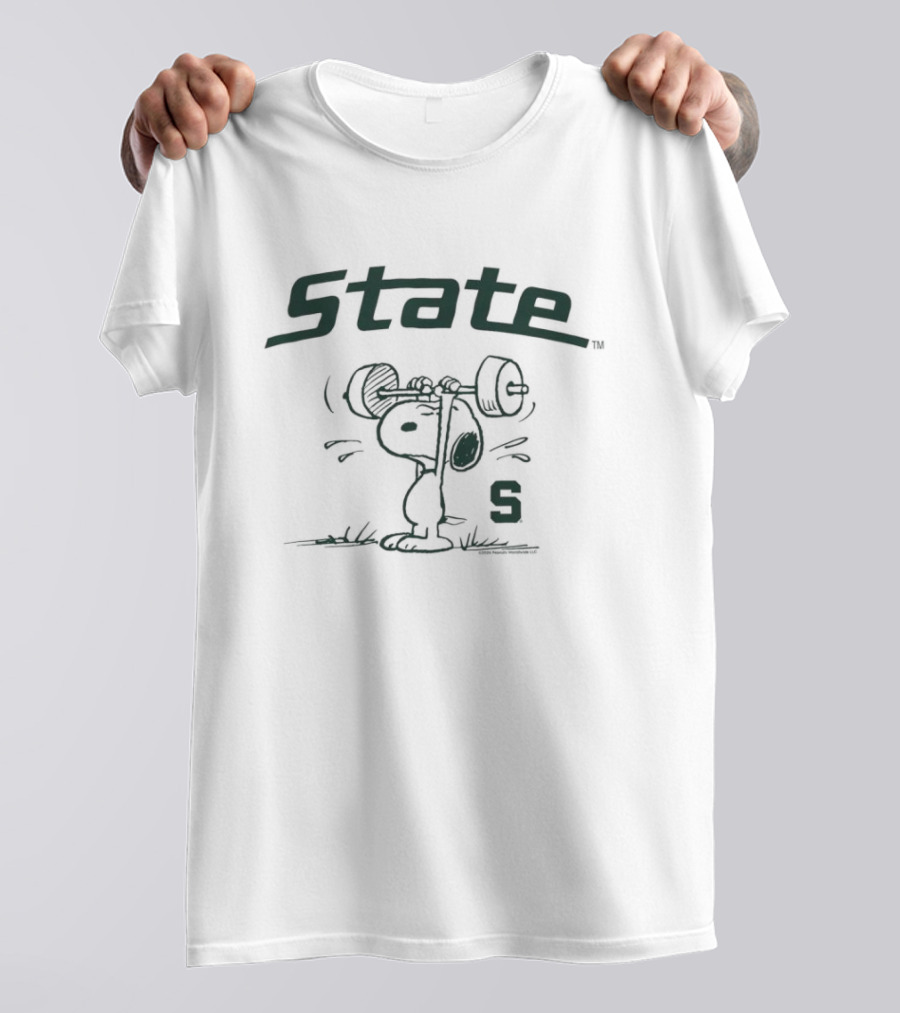 State Peanuts Snoopy Lifting Weights Michigan State Athletics S T-Shirt