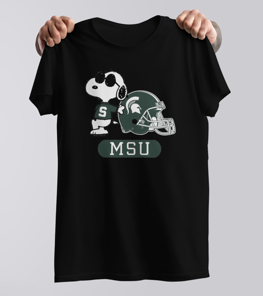 Peanuts Snoopy Joe Cool MSU Michigan State Spartans Football T-Shirt