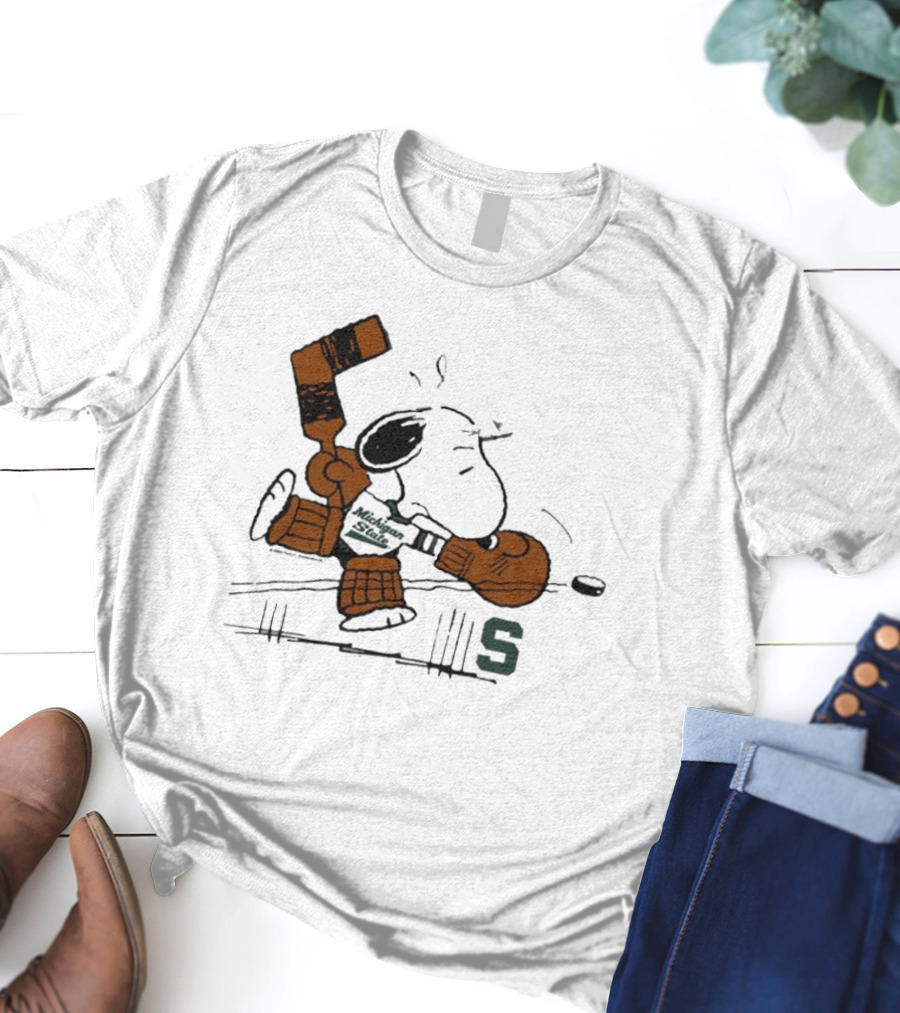 Snoopy Playing Goalie Hockey Peanuts Michigan State S T-Shirt