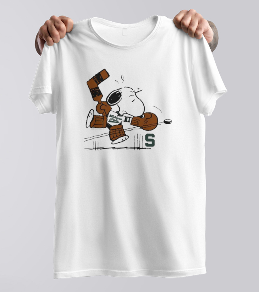 Snoopy Playing Goalie Hockey Peanuts Michigan State S T-Shirt
