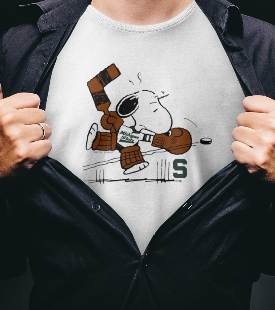 Snoopy Playing Goalie Hockey Peanuts Michigan State S T-Shirt
