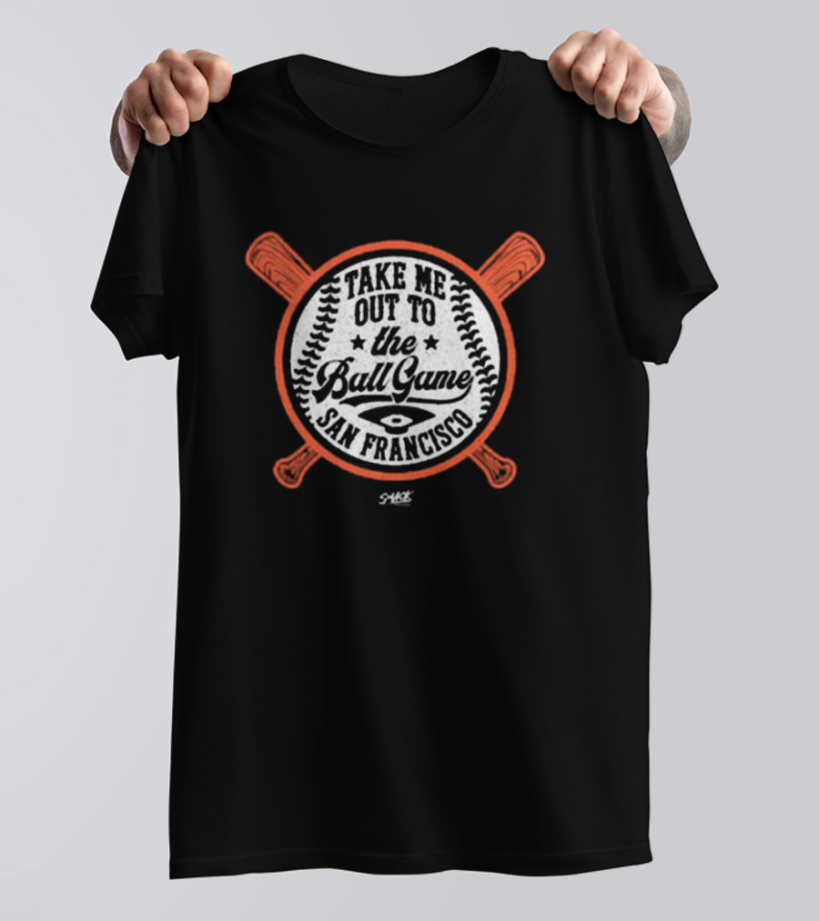 Take Me Out To The Ball Game San Francisco Baseball Crossed Bats T-Shirt