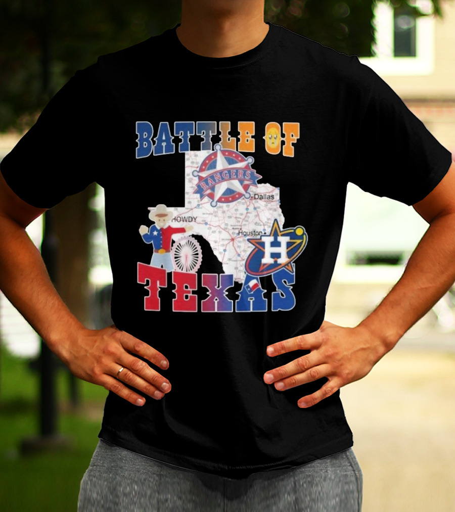 Battle Of Texas Rangers Astros Map T-Shirt