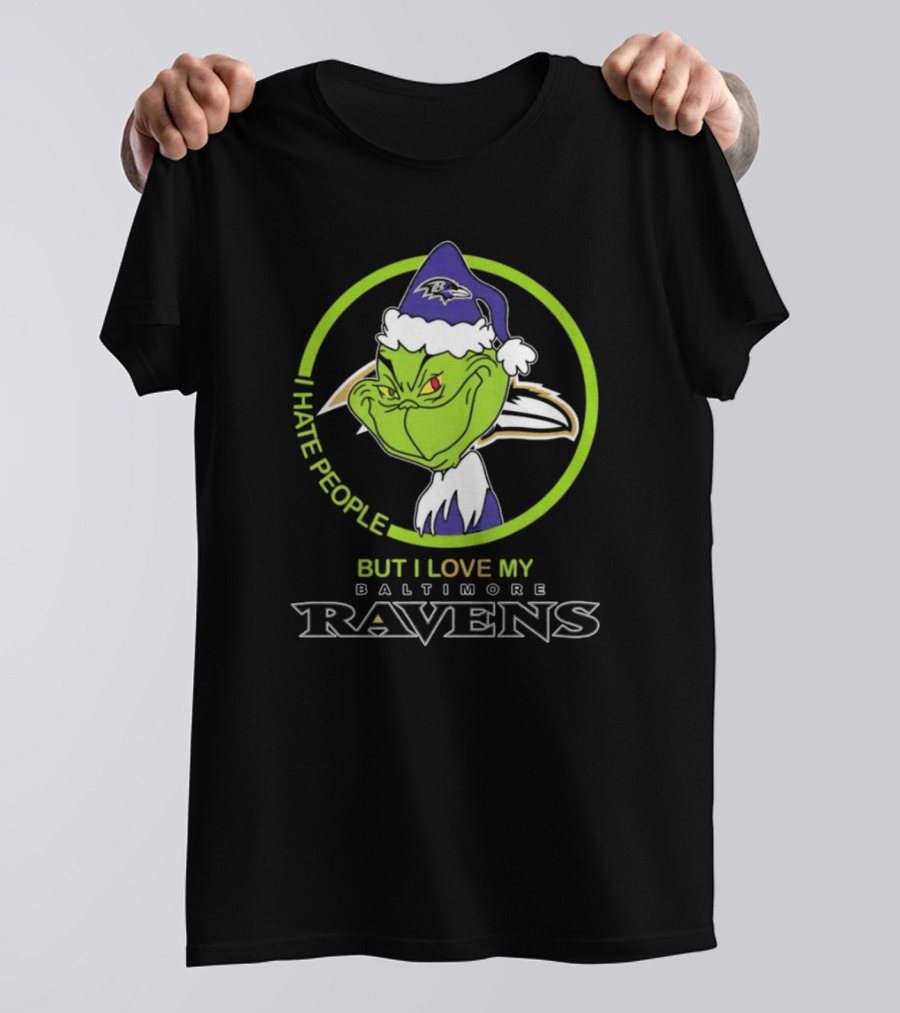 Grinch I Hate People Love My Baltimore Ravens T-Shirt