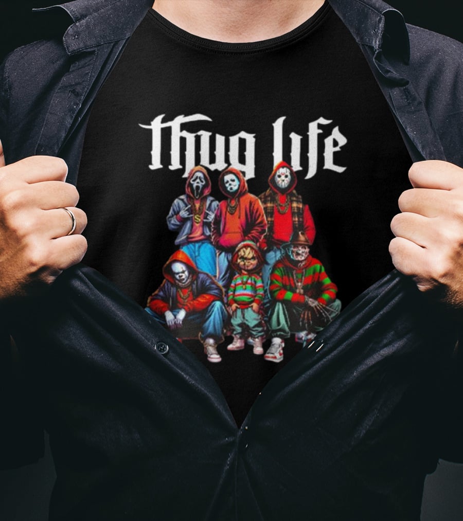 Thug Life Scream Jason Freddy Chucky Masked Horror Crew T-Shirt