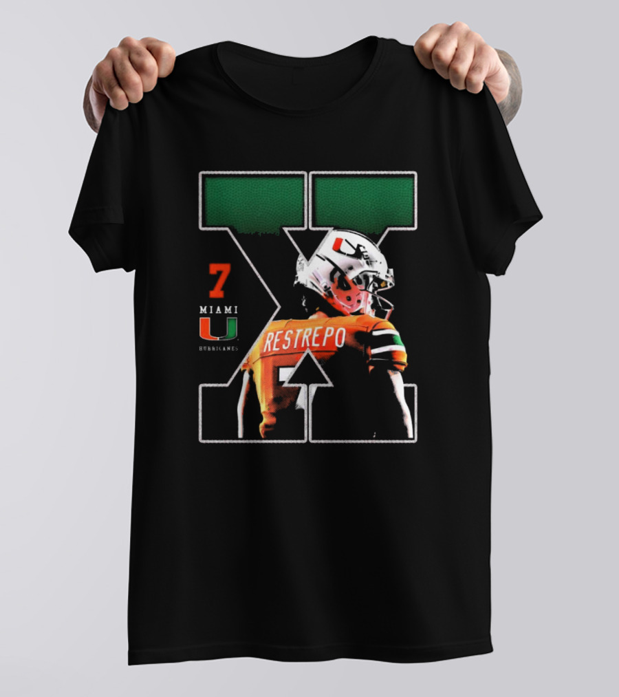 Xavier Restrepo 7 Miami Hurricanes Football Game Day NCAA T-Shirt