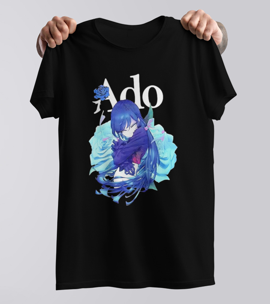 Ado Roses Pose Blue Hair Art Japanese Singer Anime T-Shirt