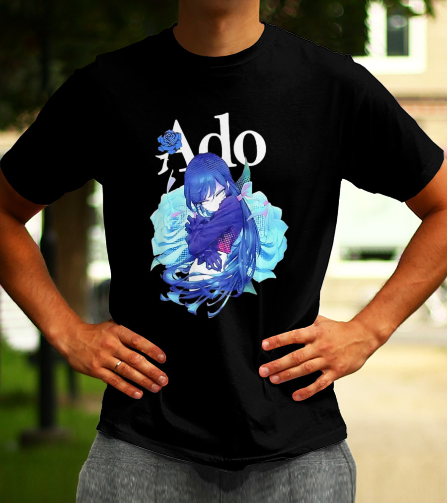 Ado Roses Pose Blue Hair Art Japanese Singer Anime T-Shirt