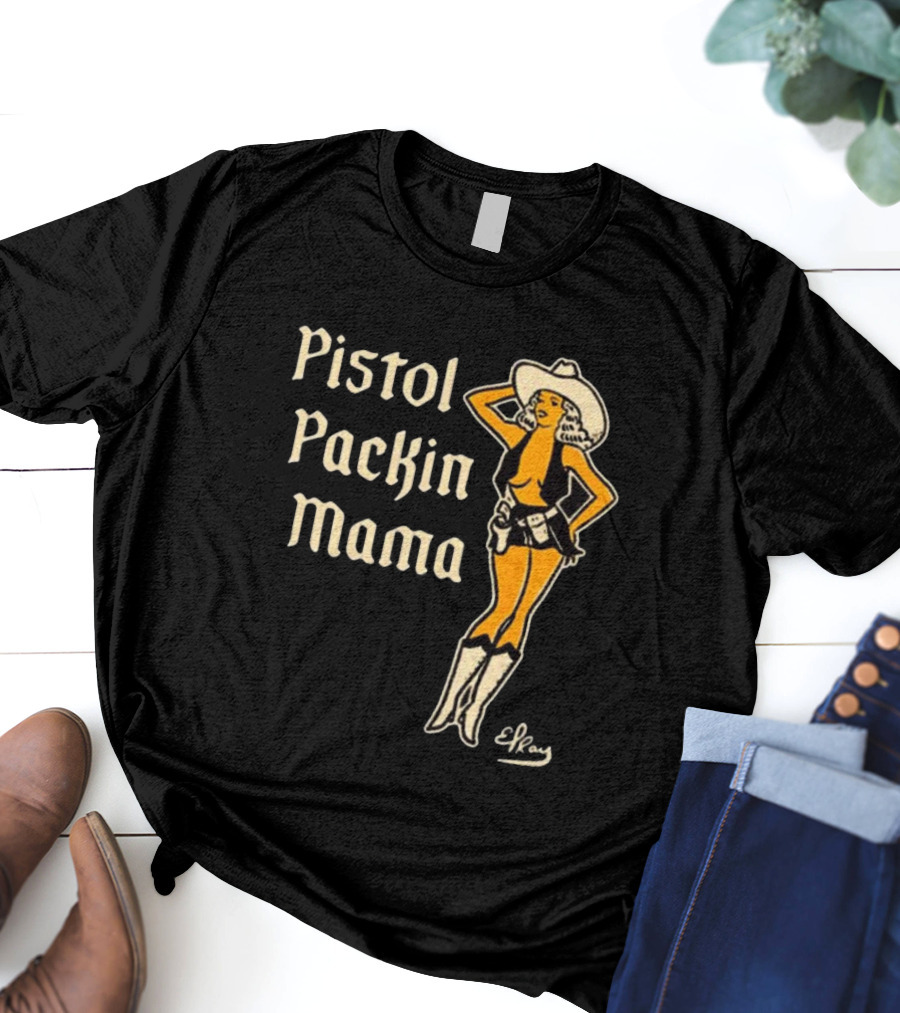 Elrayartist Pistol Packin’ Mama Vintage Cowgirl T-Shirt