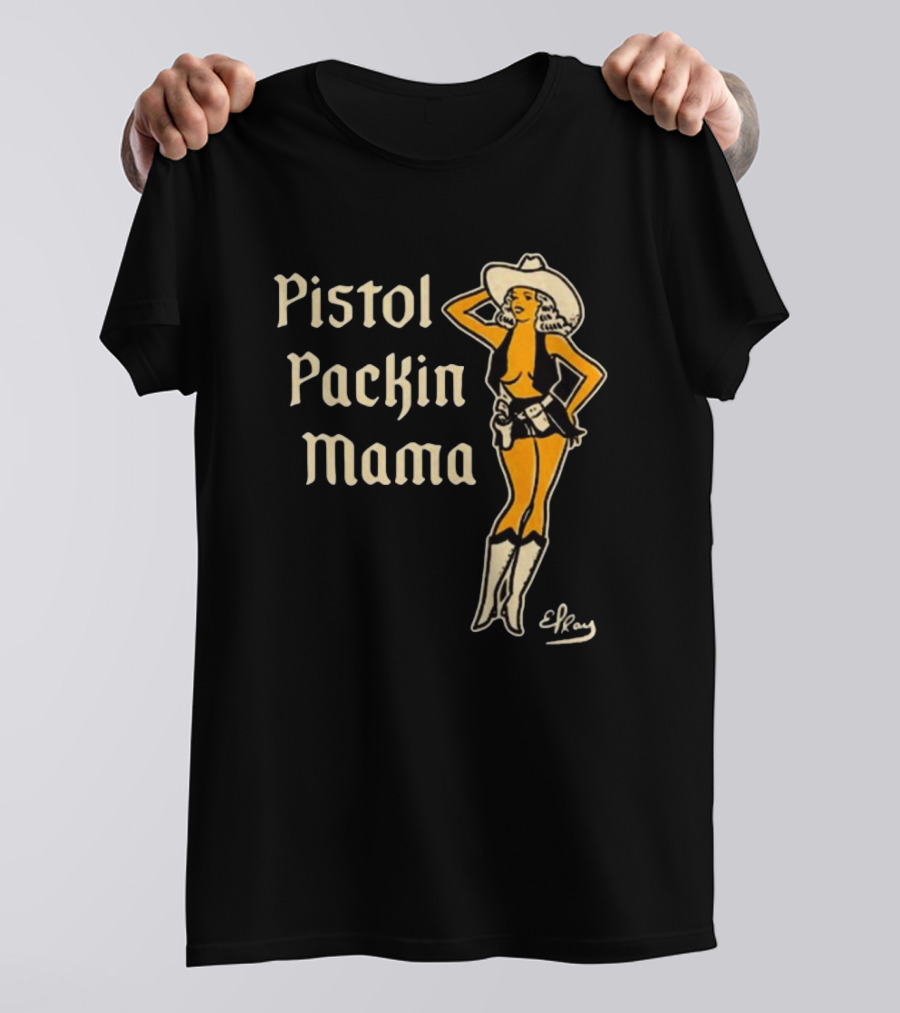 Elrayartist Pistol Packin’ Mama Vintage Cowgirl T-Shirt