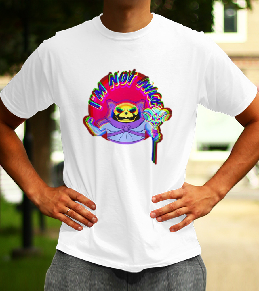 I'm Not Nice Glitch Skull Staff Villain T-Shirt