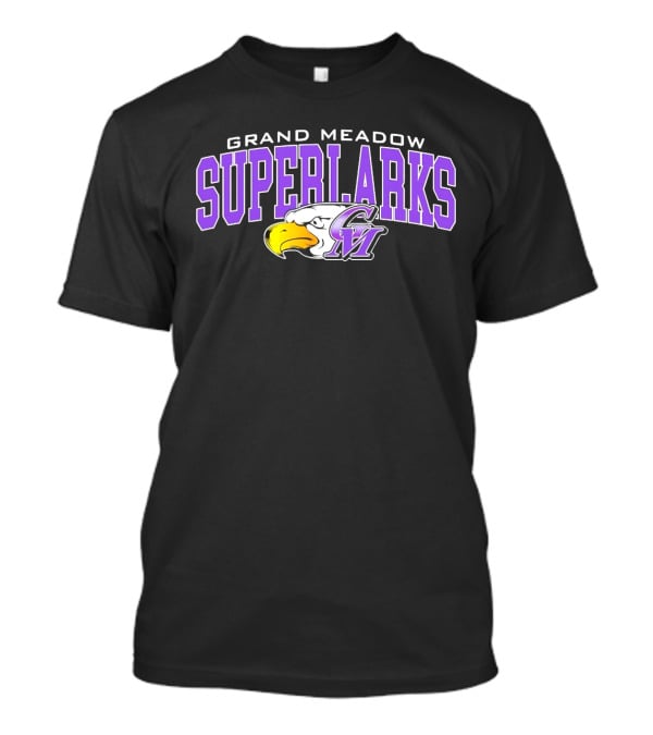 Grand Meadow Superlarks GM Eagle Logo Purple And Yellow T-Shirt