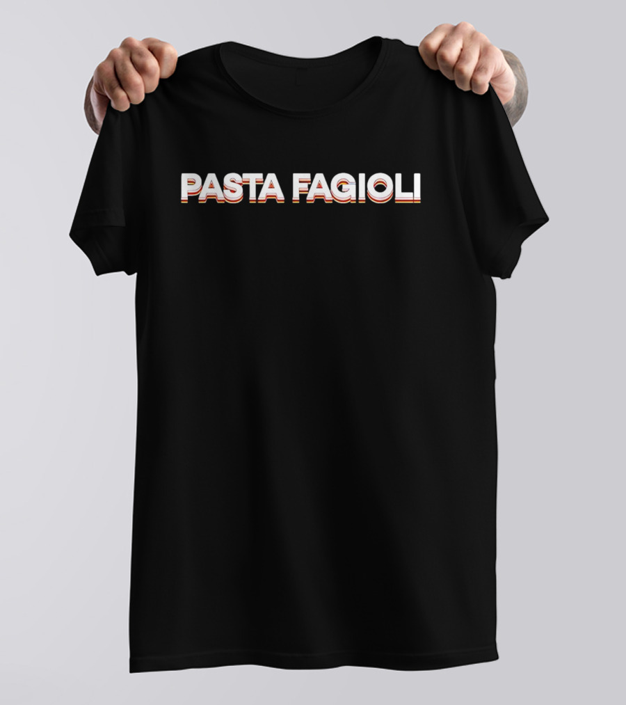 PASTA FAGIOLI Text With Red And Beige Stripes T-Shirt