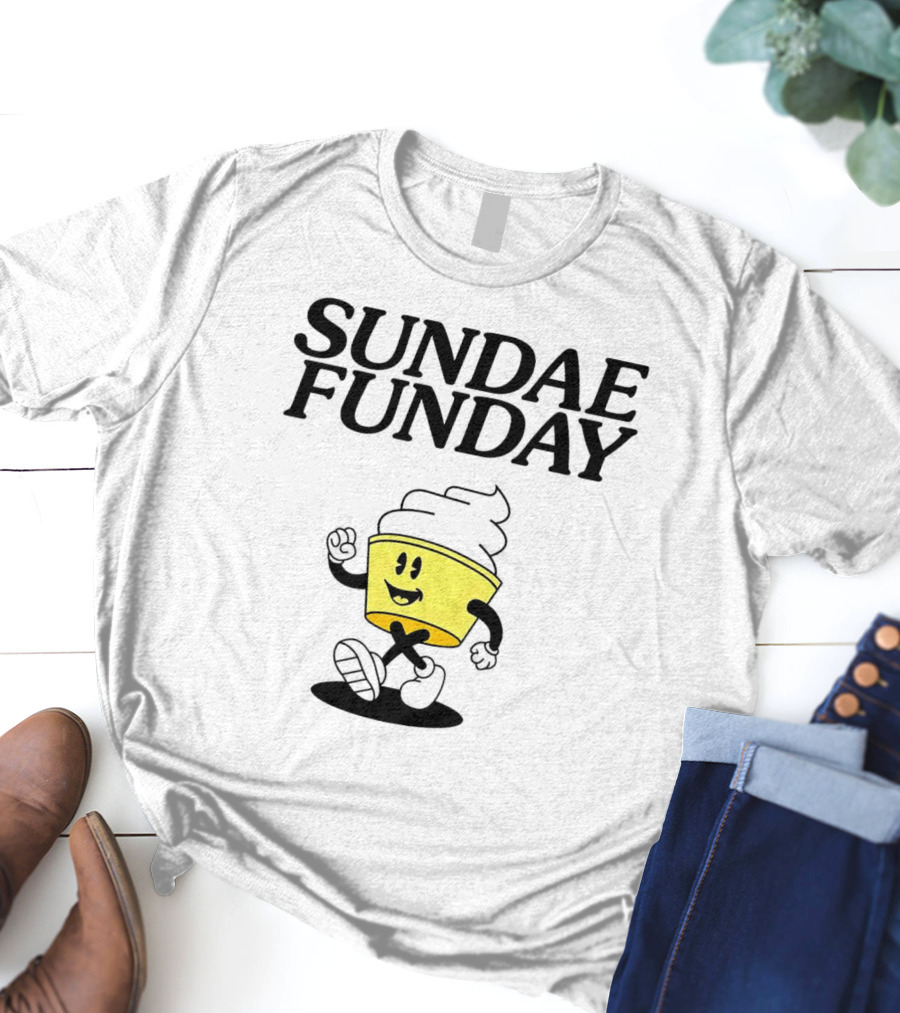 Sundae Funday Smiley Face Walking Ice Cream Cup T-Shirt