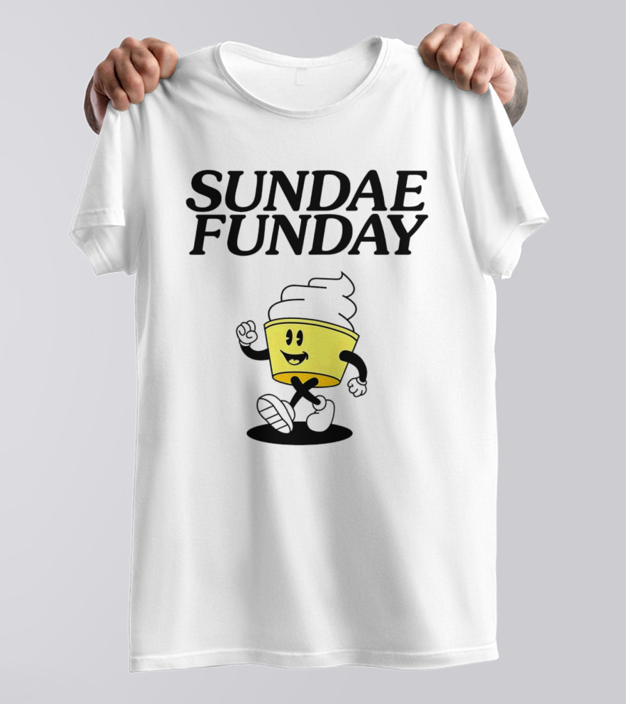 Sundae Funday Smiley Face Walking Ice Cream Cup T-Shirt