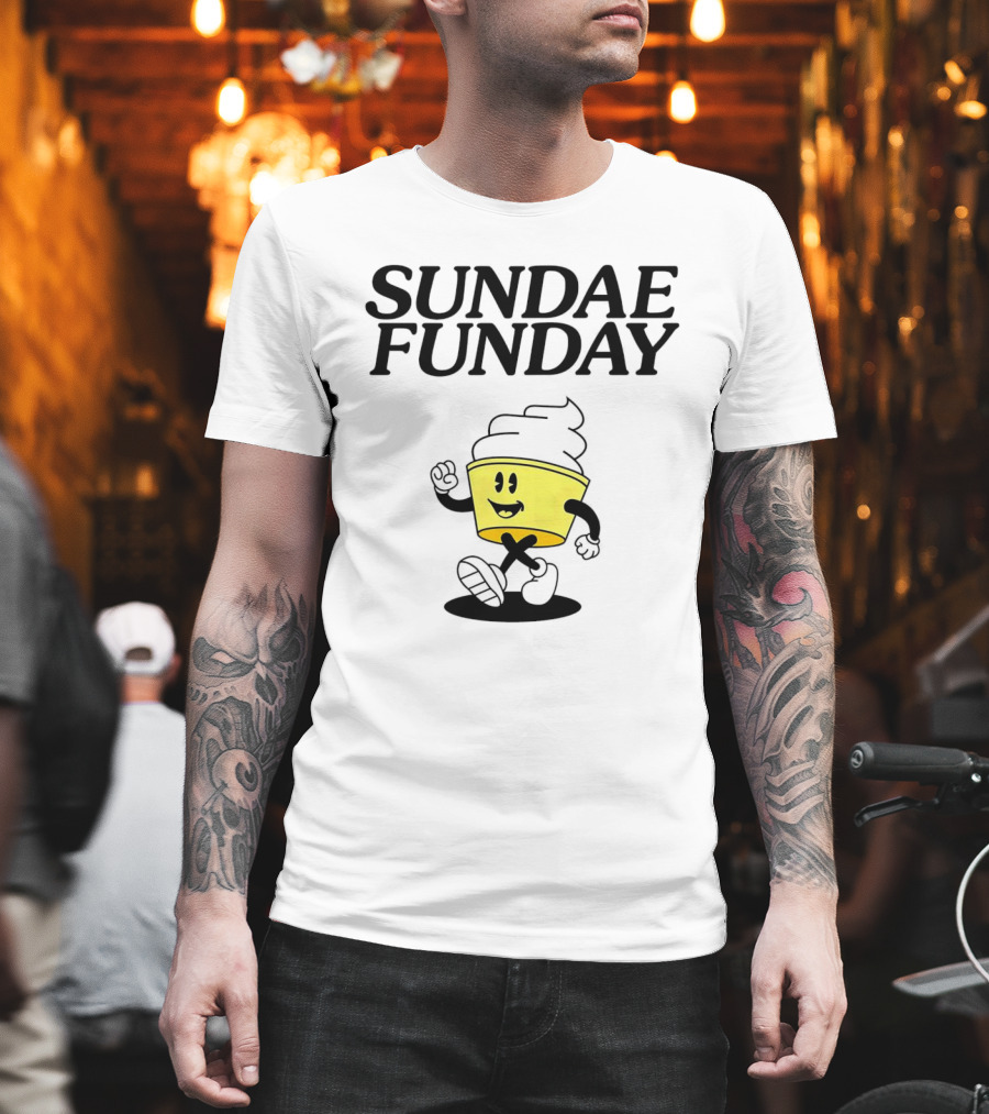 Sundae Funday Smiley Face Walking Ice Cream Cup T-Shirt
