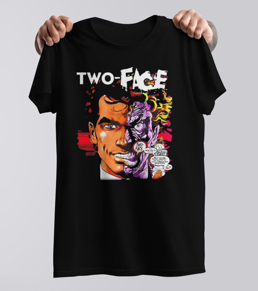 TWO-FACE DC Comics Character Split Face Villain Text Bubble T-Shirt