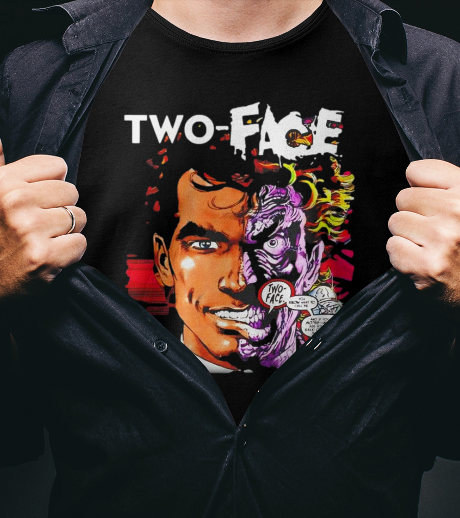 TWO-FACE DC Comics Character Split Face Villain Text Bubble T-Shirt