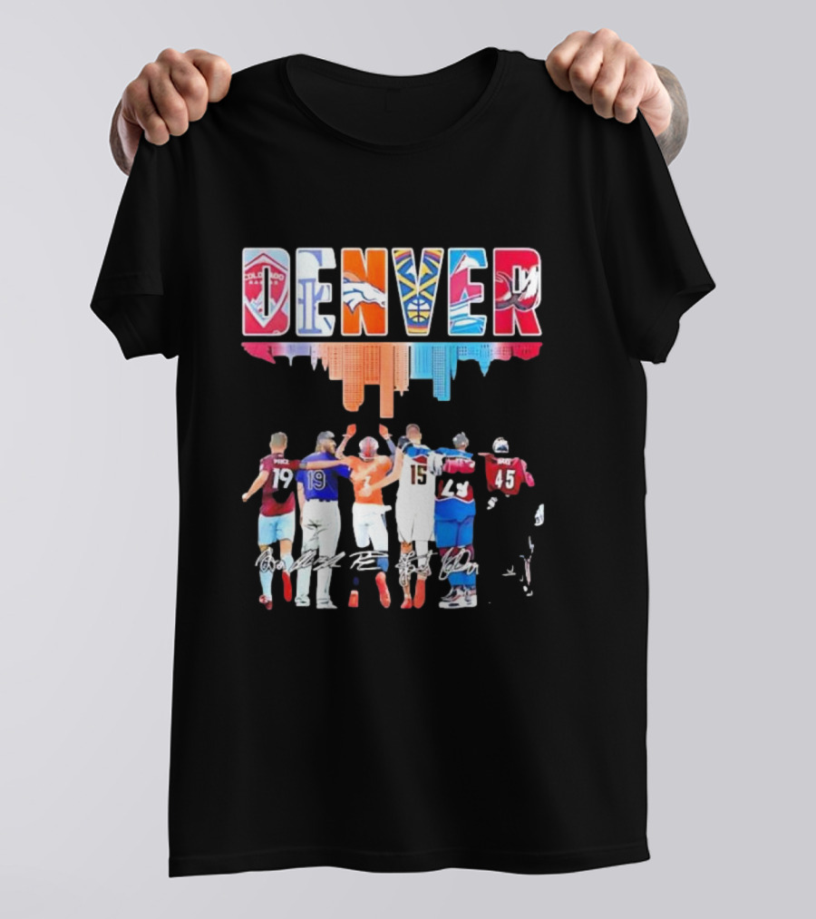 Denver City Skyline Rapids Rockies Broncos Nuggets Avalanche Mammoth Team Spirit T-Shirt