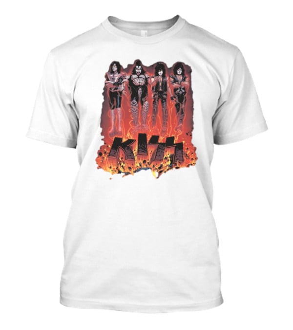 KISS Band Members Surrounded By Flames T-Shirt