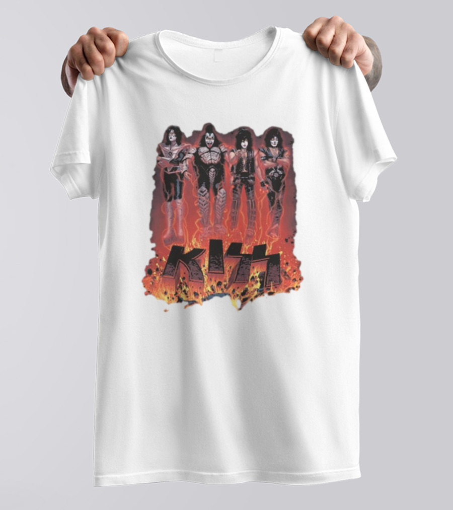 KISS Band Members Surrounded By Flames T-Shirt