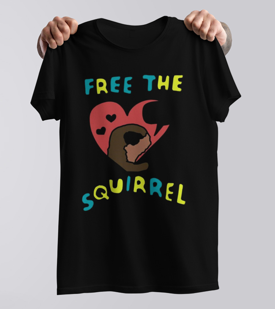 Free The Squirrel I Like Trains Heart Speech Bubble T-Shirt