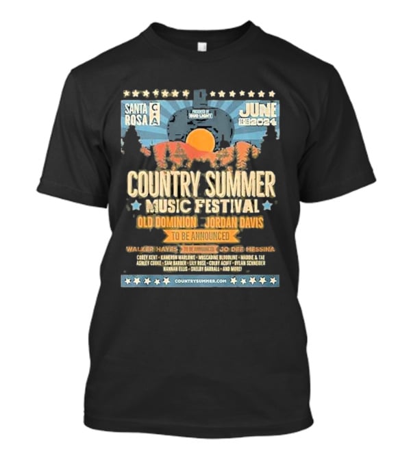 Santa Rosa Country Summer Music Festival Old Dominion Jordan Davis June 14-16 T-Shirt