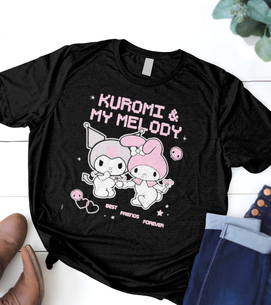 Kuromi And My Melody Best Friends Forever Skull Cute And Heart T-Shirt