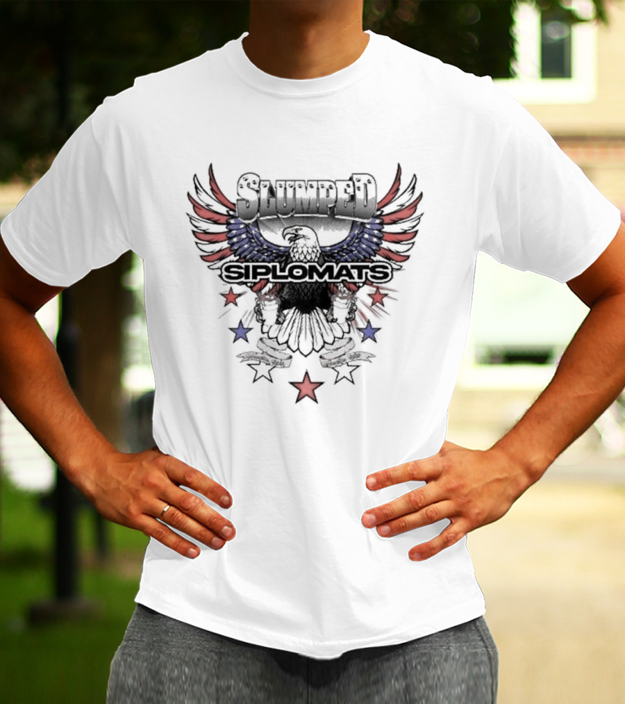 Slumped Siplomats Eagle Wings Red Blue Stars T-Shirt
