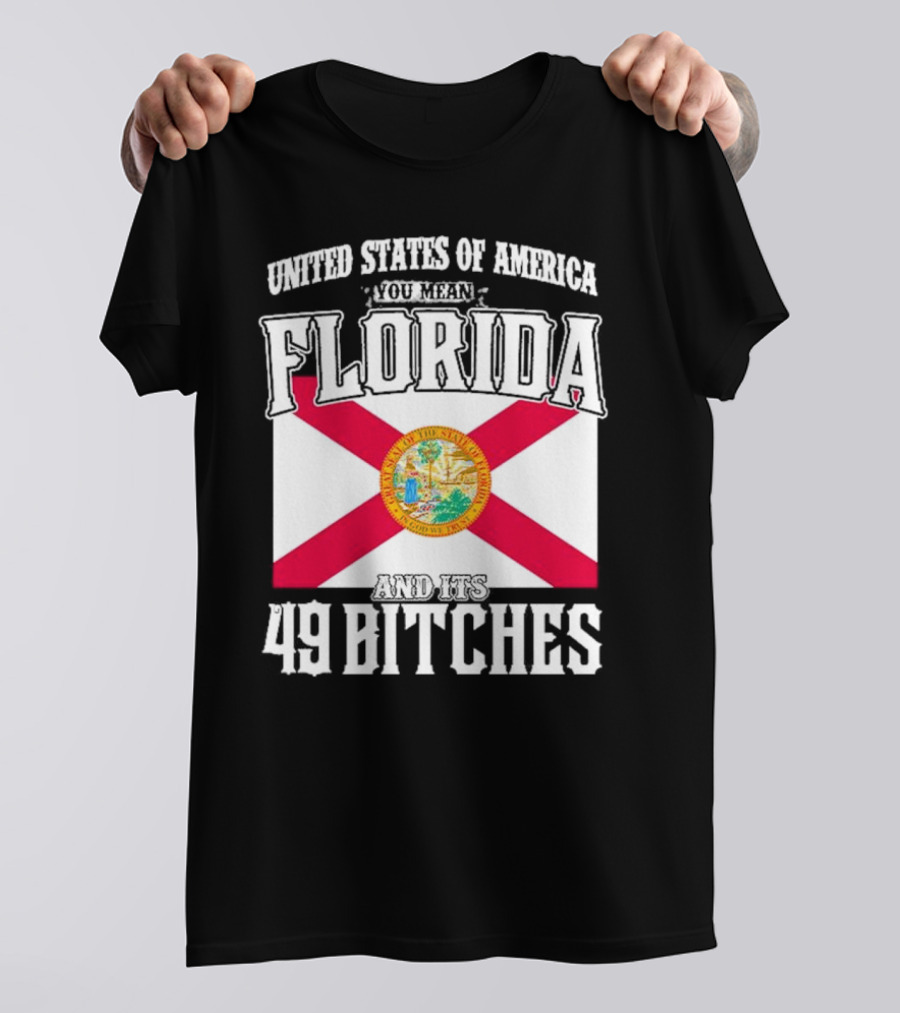 United States Of America You Mean Florida And Its 49 Bitches Flag T-Shirt