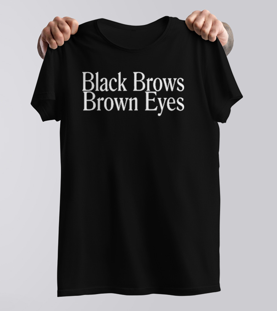 Black Brows Brown Eyes Wearing Black T-Shirt