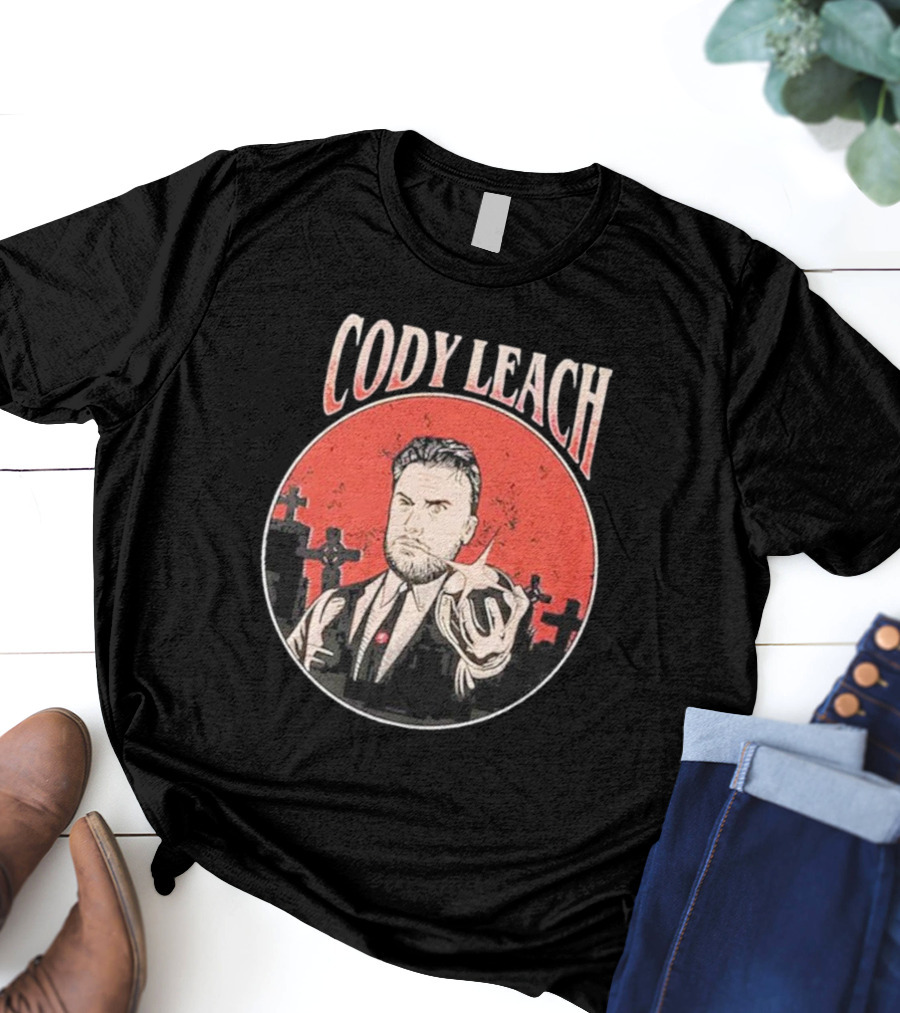 Cody Leach Red Background Graveyard Scene T-Shirt