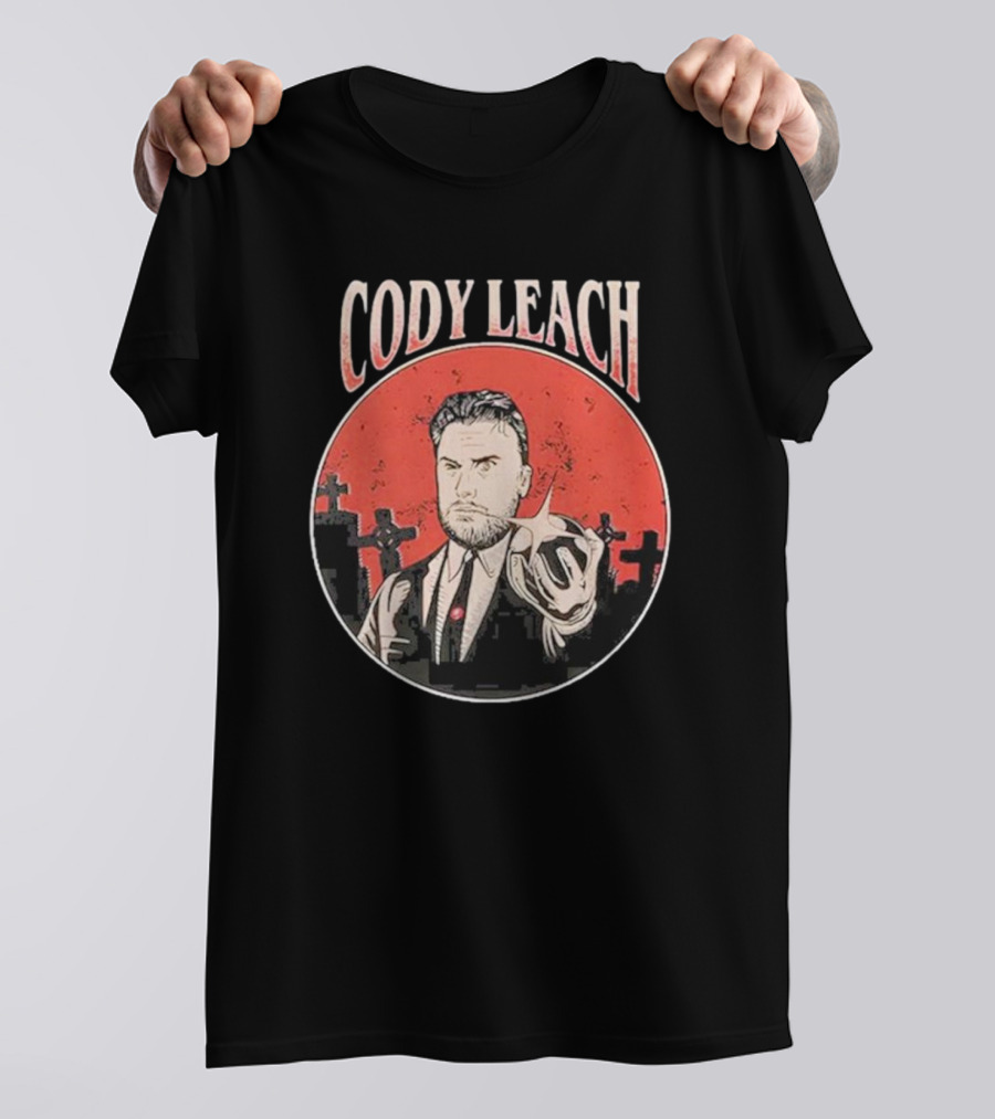 Cody Leach Red Background Graveyard Scene T-Shirt
